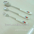 stainless steel spoon fork with porcelain handle